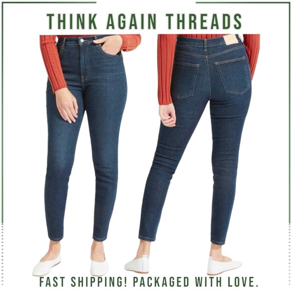 Everlane The High Rise Skinny Ankle Jean Dark Wash Womens Size 32 - Picture 1 of 13